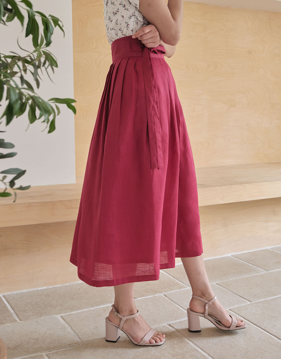 Skirt - Linen Burgundy (Long)