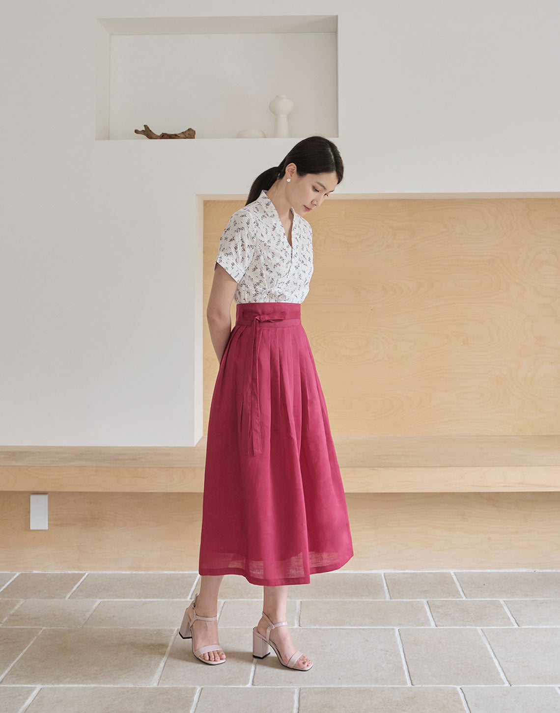 Skirt - Linen Burgundy (Long)