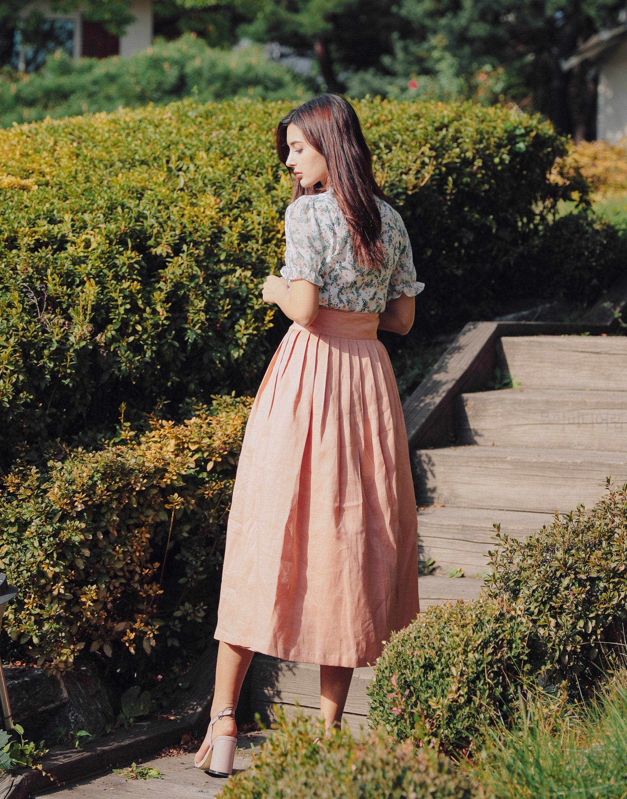 Skirt - Linen Indian Pink (Long)